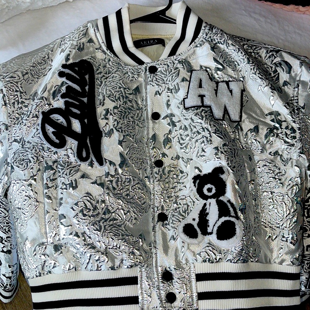 Silver letterman jacket